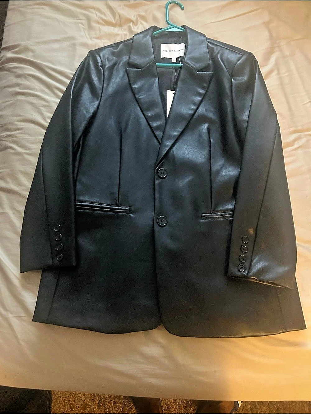 Rebecca Minkoff Faux Leather Blazer Black Size Medium